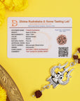 Divine Hindu Silver Plated OM Shiva Trishool Rudraksha Necklace – 54 Beads, Lab Certified