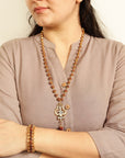OM Shiva Trishool Necklace & Rudraksha Bracelet Combo