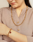Golden Cap Rudraksha Necklace & Bracelet Combo