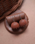 Bold Natural Shade Kiln Fired Terracotta Brown Jhumka Dangling Hanging Earring