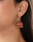 Bold Natural Shade Kiln Fired Terracotta Brown Jhumka Dangling Hanging Earring