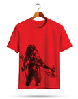 Kantara Official Red Half Sleeve T-Shirt with Warrior Silhouette Print | 100% Cotton | Unisex Casual Wear | Premium Merchandise
