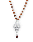 Divine Hindu Silver Plated OM Shiva Trishool Rudraksha Necklace – 54 Beads, Lab Certified
