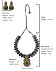 Shyamamayura — Antique Gold and Black Peacock Design Handmade Terracotta Necklace Set
